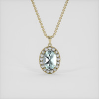 2.38 Ct. Greenish Blue Aquamarine Pendant, 14K Yellow Gold 1