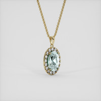 2.38 Ct. Greenish Blue Aquamarine Pendant, 14K Yellow Gold 2