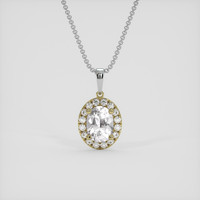 1.01 Ct. White Phenakite Pendant, 14K Yellow & White 1