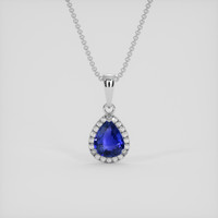 1.04 Ct. Blue Sapphire Pendant, 14K White Gold 1