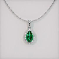 1.12 Ct. Emerald Pendant, 18K White Gold 1