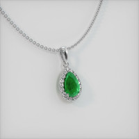 1.12 Ct. Emerald Pendant, 18K White Gold 2