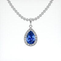 2.78 Ct. Sapphire Pendant, 18K White Gold 1