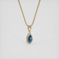 0.26 Ct. Greenish Blue Sapphire Pendant, 14K Yellow Gold 2