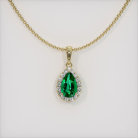 1.12 Ct. Emerald Pendant, 18K Yellow Gold 1