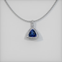 0.96 Ct. Blue Sapphire Pendant, 14K White Gold 1