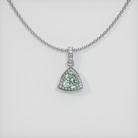 0.65 Ct. Green Sapphire Pendant, 14K White Gold 1