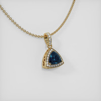 1.69 Ct. Greenish Blue Sapphire Pendant, 14K Yellow Gold 2