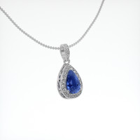 1.69 Ct. Blue Sapphire Pendant, 14K White Gold 2