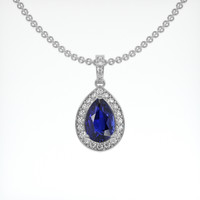 4.01 Ct. Blue Sapphire Pendant, 14K White Gold 1