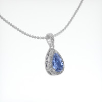 1.74 Ct. Blue Sapphire Pendant, 14K White Gold 2