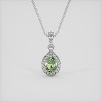 0.73 Ct. Green Sapphire Pendant, 14K White Gold 1