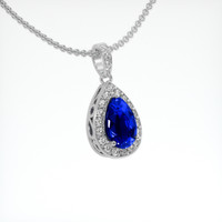 3.03 Ct. Blue Sapphire Pendant, 18K White Gold 2