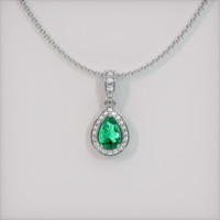 0.43 Ct. Emerald Pendant, 18K White Gold 1