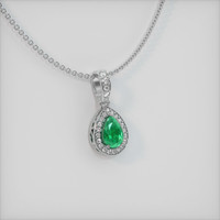 0.43 Ct. Emerald Pendant, 18K White Gold 2