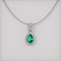 0.19 Ct. Emerald  Pendant - 18K White Gold