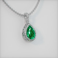 1.94 Ct. Emerald Pendant, 18K White Gold 2