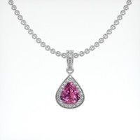 1.30 Ct. Purplish Pink Sapphire Pendant, 18K White Gold 1