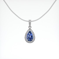 1.69 Ct. Blue Sapphire Pendant, 18K White Gold 1