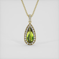 3.87 Ct. Yellowish Green Sapphire Pendant, 14K Yellow Gold 1