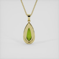3.87 Ct. Yellowish Green Sapphire Pendant, 14K Yellow Gold 4