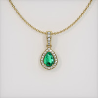 0.43 Ct. Emerald Pendant, 18K Yellow Gold 1