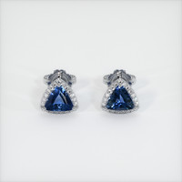 0.97 Ct.Tw. Blue Sapphire Earrings, 18K White Gold 1
