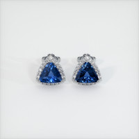 1.37 Ct.Tw. Blue Sapphire Earrings, 18K White Gold 1
