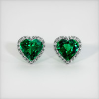 6.58 Ct.Tw. Emerald Earrings, 18K White Gold 1