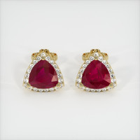 <span>2.51</span>&nbsp;<span class="tooltip-light">Ct.Tw.<span class="tooltiptext">Total Carat Weight</span></span> Ruby Earrings, 14K Yellow Gold 1