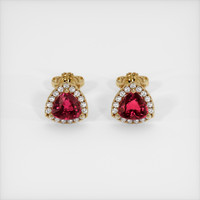 <span>1.21</span>&nbsp;<span class="tooltip-light">Ct.Tw.<span class="tooltiptext">Total Carat Weight</span></span> Ruby Earrings, 14K Yellow Gold 1