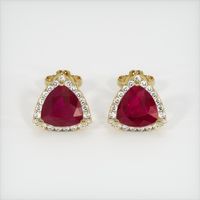 <span>2.51</span>&nbsp;<span class="tooltip-light">Ct.Tw.<span class="tooltiptext">Total Carat Weight</span></span> Ruby Earrings, 18K Yellow Gold 1