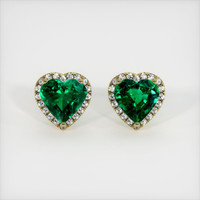 <span>6.58</span>&nbsp;<span class="tooltip-light">Ct.Tw.<span class="tooltiptext">Total Carat Weight</span></span> Emerald Earrings, 18K Yellow Gold 1