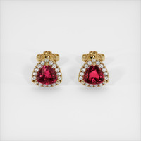 <span>1.21</span>&nbsp;<span class="tooltip-light">Ct.Tw.<span class="tooltiptext">Total Carat Weight</span></span> Ruby Earrings, 18K Yellow Gold 1