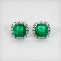 <span>1.30</span>&nbsp;<span class="tooltip-light">Ct.Tw.<span class="tooltiptext">Total Carat Weight</span></span> Emerald Earrings, Platinum 950 1