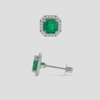 <span>1.07</span>&nbsp;<span class="tooltip-light">Ct.Tw.<span class="tooltiptext">Total Carat Weight</span></span> Emerald Earrings, Platinum 950 2