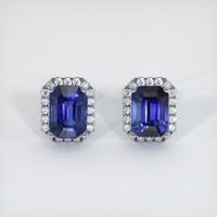 4.35 Ct.Tw. Blue Sapphire Earrings, 14K White Gold 1