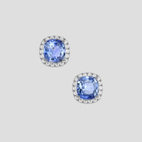 <span>2.19</span> <span class="tooltip-light">Ct.Tw.<span class="tooltiptext">Total Carat Weight</span></span> Blue Sapphire Earrings, 18K White Gold 1