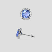 <span>2.19</span> <span class="tooltip-light">Ct.Tw.<span class="tooltiptext">Total Carat Weight</span></span> Blue Sapphire Earrings, 18K White Gold 2