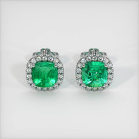 <span>0.98</span>&nbsp;<span class="tooltip-light">Ct.Tw.<span class="tooltiptext">Total Carat Weight</span></span> Emerald Earrings, 18K White Gold 1