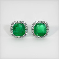 2.63 Ct.Tw. Emerald Earrings, 18K White Gold 1