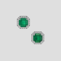 <span>1.07</span>&nbsp;<span class="tooltip-light">Ct.Tw.<span class="tooltiptext">Total Carat Weight</span></span> Emerald Earrings, 18K White Gold 1