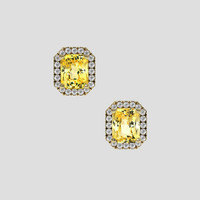 <span>4.13</span> <span class="tooltip-light">Ct.Tw.<span class="tooltiptext">Total Carat Weight</span></span> Yellow Sapphire Earrings, 14K Yellow Gold 1