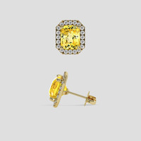 <span>4.13</span>&nbsp;<span class="tooltip-light">Ct.Tw.<span class="tooltiptext">Total Carat Weight</span></span> Yellow Sapphire Earrings, 14K Yellow Gold 2