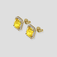 <span>4.13</span>&nbsp;<span class="tooltip-light">Ct.Tw.<span class="tooltiptext">Total Carat Weight</span></span> Yellow Sapphire Earrings, 18K Yellow Gold 3
