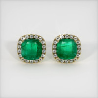 <span>2.47</span>&nbsp;<span class="tooltip-light">Ct.Tw.<span class="tooltiptext">Total Carat Weight</span></span> Emerald Earrings, 18K Yellow Gold 1