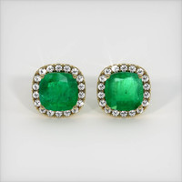 <span>1.33</span>&nbsp;<span class="tooltip-light">Ct.Tw.<span class="tooltiptext">Total Carat Weight</span></span> Emerald Earrings, 18K Yellow Gold 1