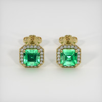 0.64 Ct.Tw. Emerald Earrings, 18K Yellow Gold 1