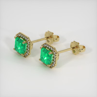 0.64 Ct.Tw. Emerald Earrings, 18K Yellow Gold 2