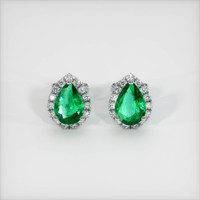 Pave Emerald Earrings 1.12 Ct.Tw.Total Carat Weight, Platinum 950 Preview